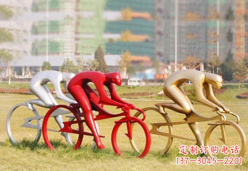 重庆不锈钢抽象人物骑自行车雕塑