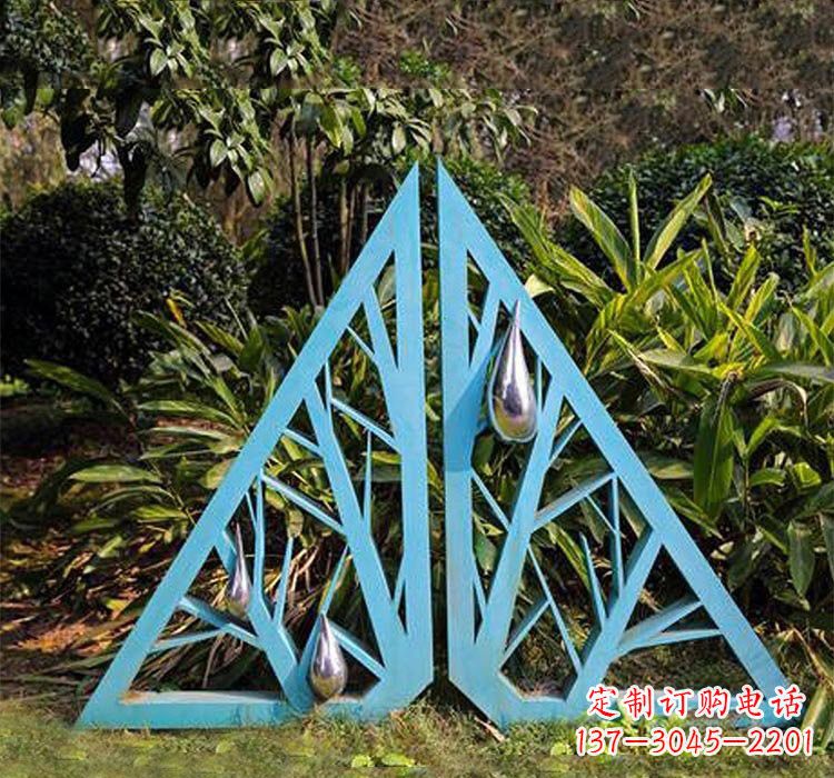 重庆不锈钢抽象树枝和水滴雕塑