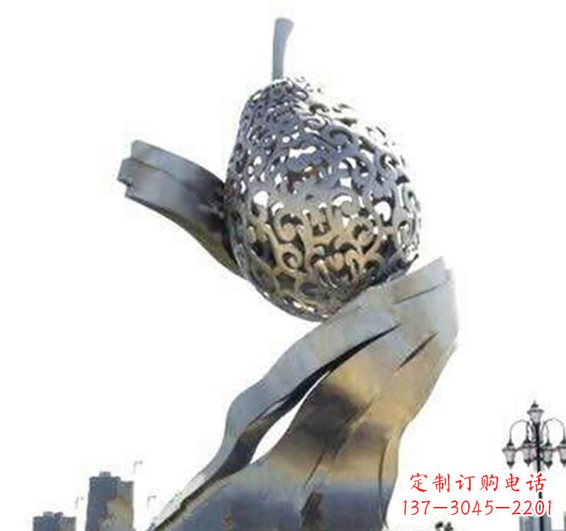 重庆不锈钢梨雕塑艺术结合精美外形