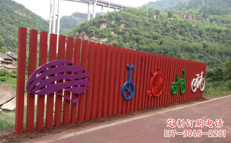 重庆不锈钢自行车雕塑点缀公园景观