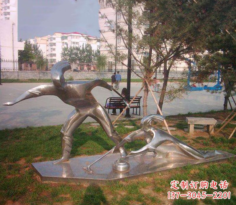 重庆不锈钢创意冰壶比赛雕塑