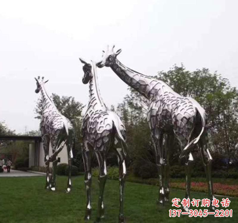 重庆精美的不锈钢大型长颈鹿雕塑