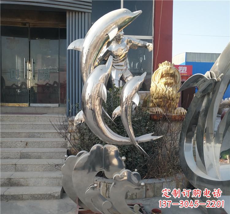 重庆不锈钢海豚雕塑——精美外观,传递环保理念