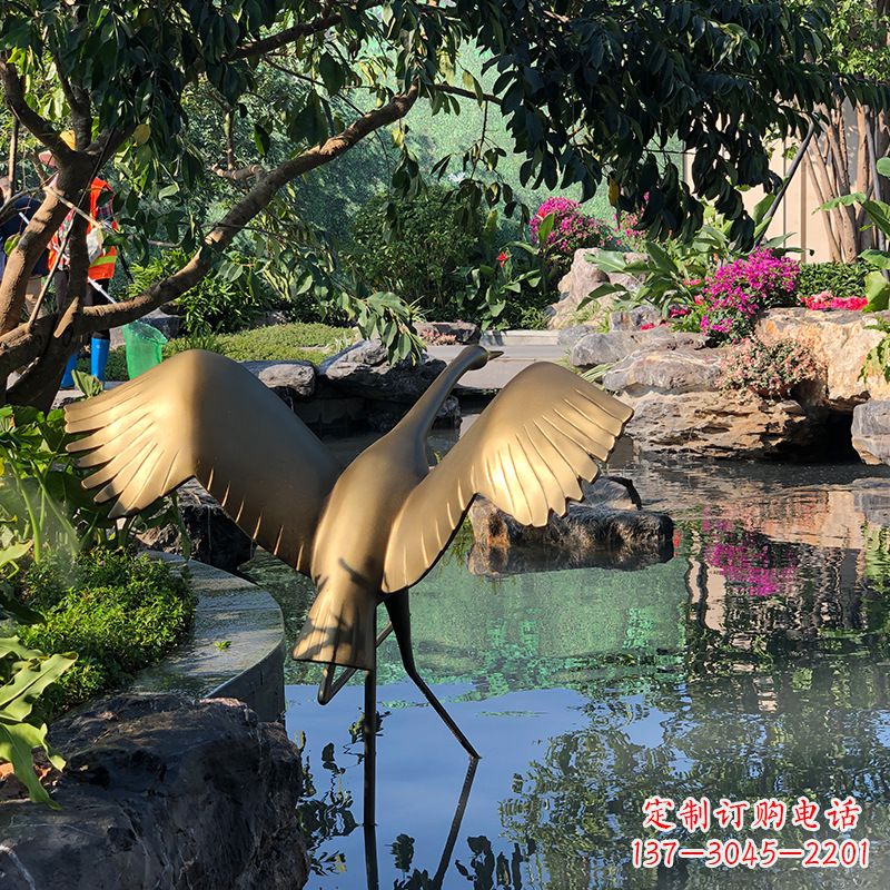 重庆不锈钢动物鹤雕塑精美艺术品