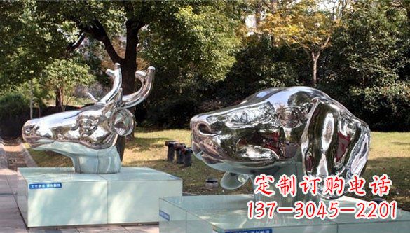 重庆动物十二生肖头像不锈钢雕塑