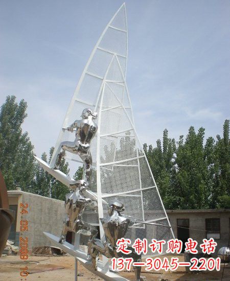 重庆海上航行不锈钢帆船雕塑