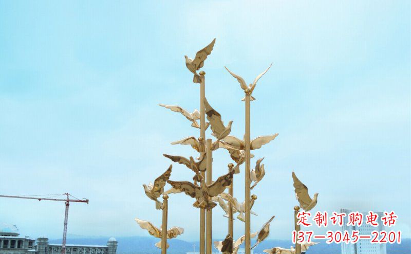重庆不锈钢飞翔的鸽子雕塑传递自由、和平的美好祝愿