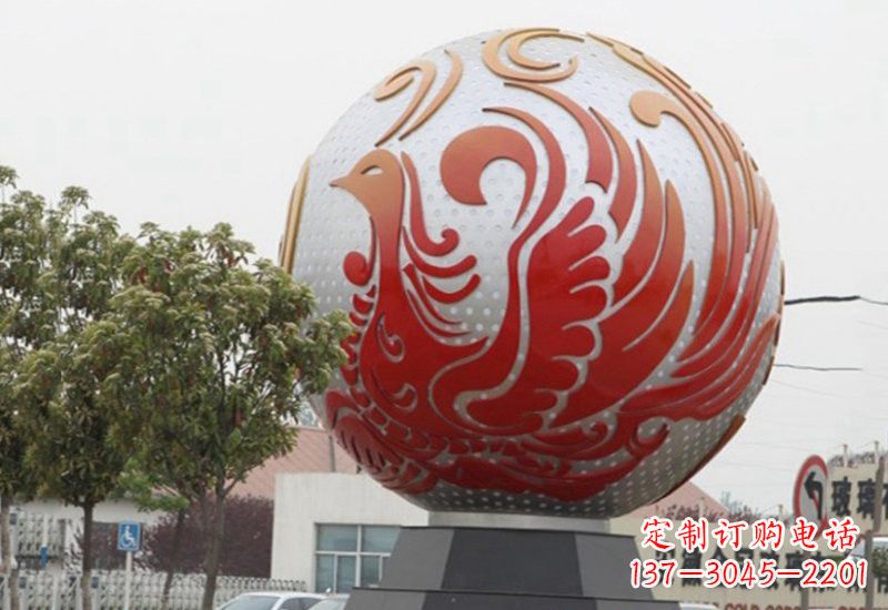 重庆不锈钢凤凰浮雕圆球雕塑精美雕塑把艺术带到生活中