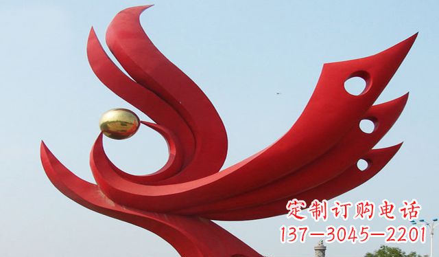 重庆不锈钢凤凰雕塑象征着美丽与智慧