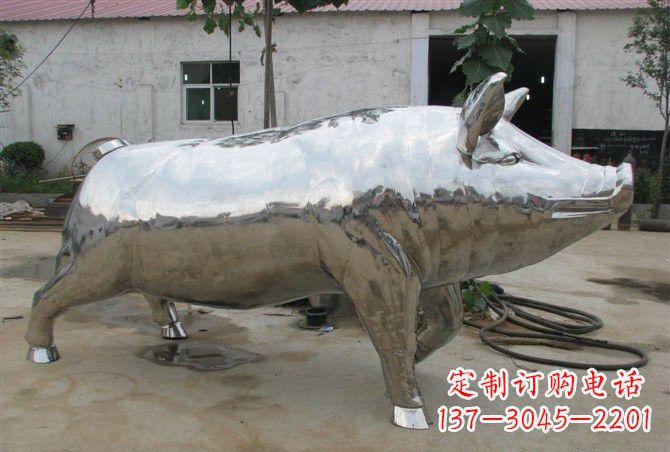 重庆不锈钢公园动物猪雕塑精美雕塑展现完美美学