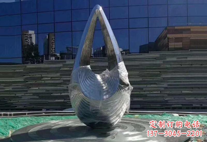 重庆不锈钢空心水滴雕塑美丽的艺术之作
