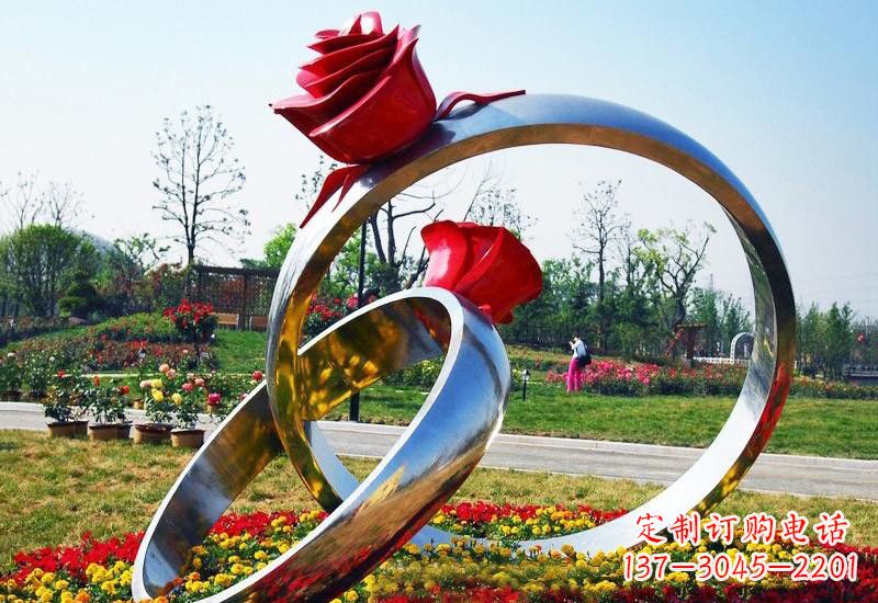 重庆不锈钢公园玫瑰花戒指雕塑精致精美的礼物