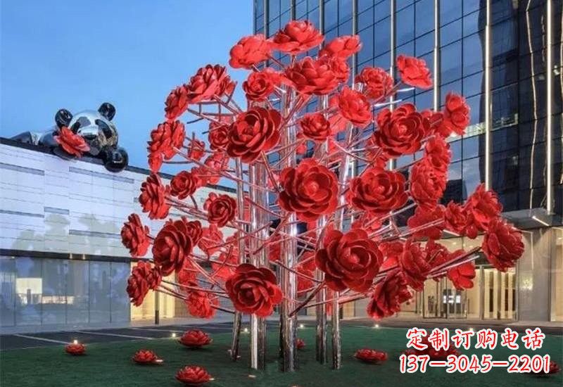 重庆不锈钢公园玫瑰花树雕塑——让玫瑰长驻公园