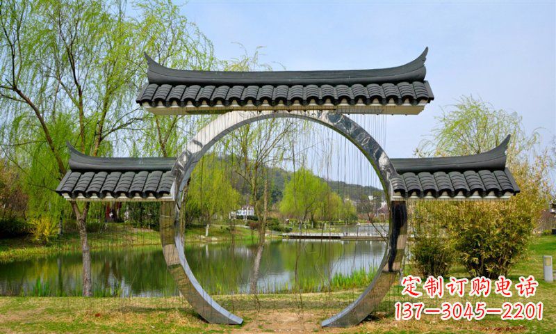 重庆不锈钢公园月亮门雕塑传承中华文化