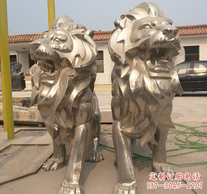 重庆不锈钢广场动物狮子雕塑