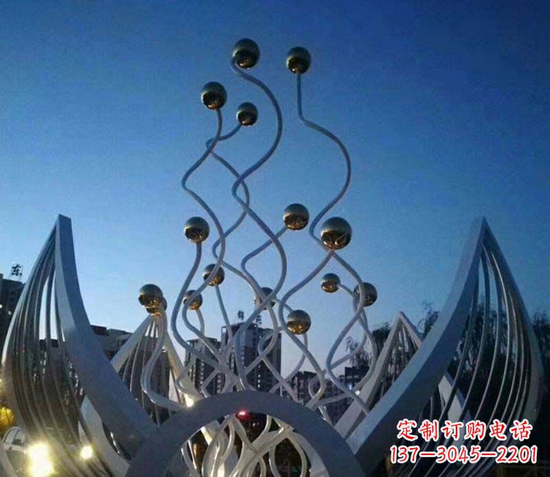 重庆不锈钢荷花雕塑美丽的象征