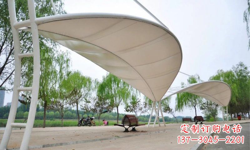重庆不锈钢树叶形遮阳棚雕塑