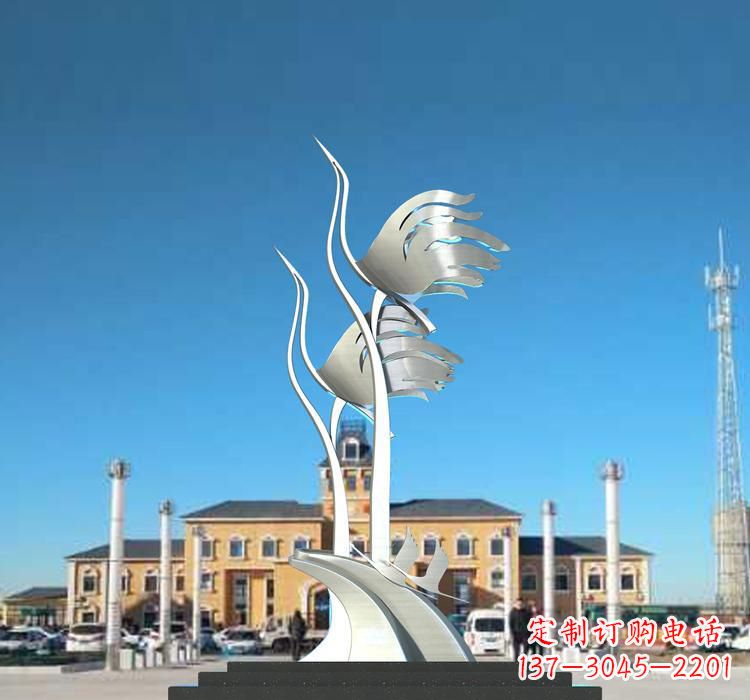重庆静谧优雅不锈钢仙鹤雕塑