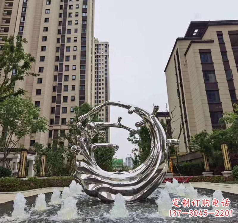 重庆不锈钢海浪喷泉雕塑精美雕刻,灿烂绚烂