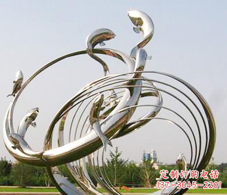 重庆不锈钢海豚雕塑美丽而又神秘