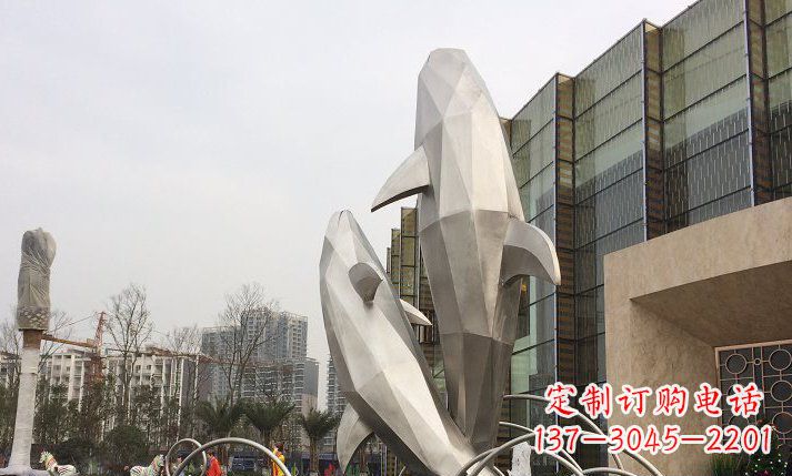 重庆不锈钢海豚喷泉雕塑精美的海洋之美