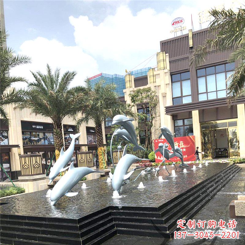 重庆精美海豚喷泉,点缀城市企业街道