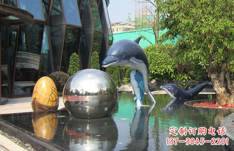 重庆不锈钢海豚景观雕塑创造精美绝伦的企业公园