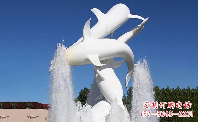 重庆不锈钢海豚喷泉雕塑传递海豚的美丽