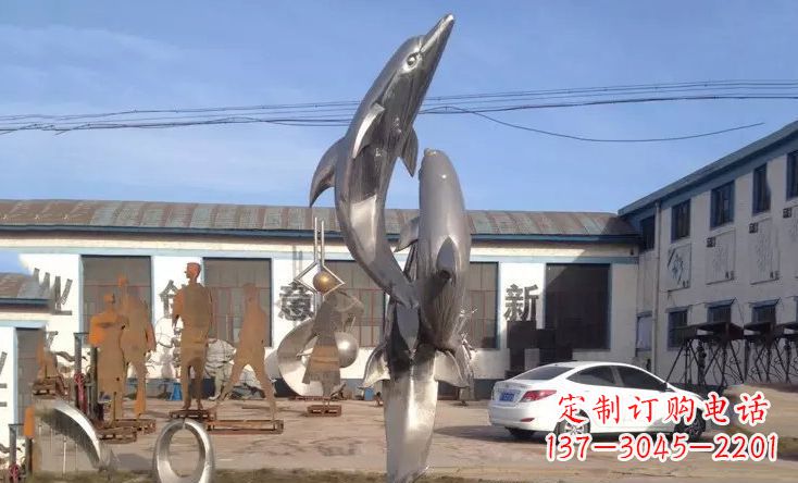 重庆不锈钢海豚嬉戏雕塑精美的艺术视觉