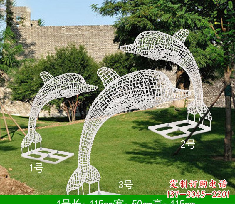 重庆不锈钢海豚组合雕塑精美的艺术品