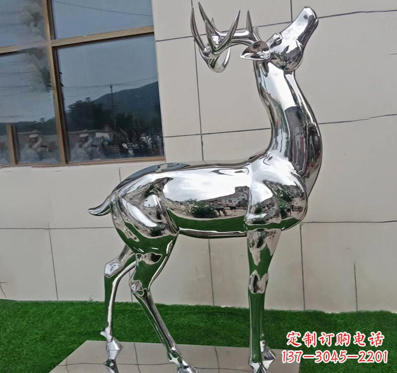 重庆不锈钢户外动物鹿雕塑精致大气的艺术品