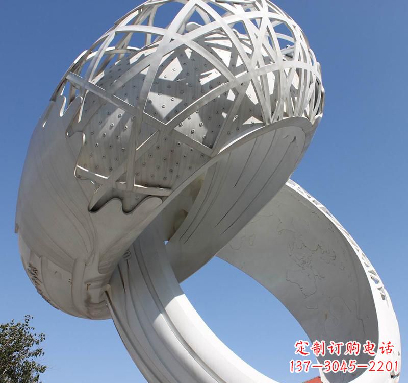重庆不锈钢户外婚庆戒指雕塑婚礼永恒的记忆