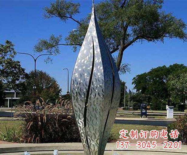 重庆不锈钢花骨朵喷泉雕塑精致细节展现精美艺术