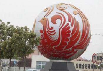 重庆不锈钢凤凰浮雕圆球雕塑精美雕塑把艺术带到生活中