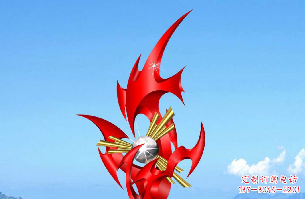 重庆不锈钢火苗抽象景观雕塑给城市添彩