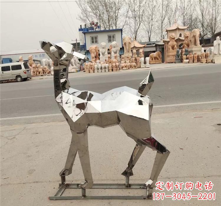 重庆不锈钢几何小鹿雕塑精美艺术品