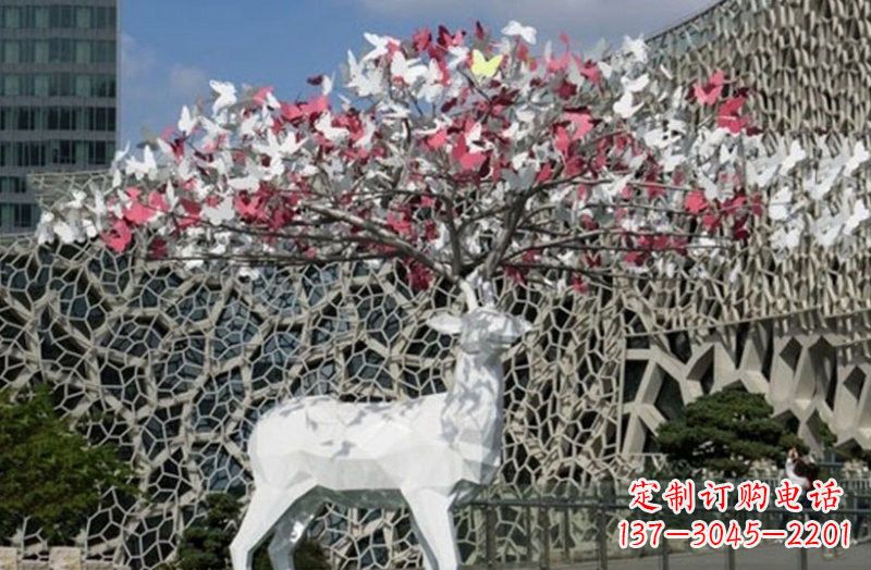 重庆不锈钢几何小鹿雕塑精致之美