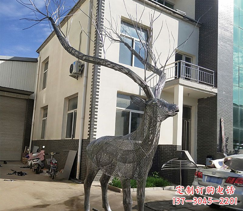 重庆不锈钢景观梅花鹿雕塑美丽的艺术精品