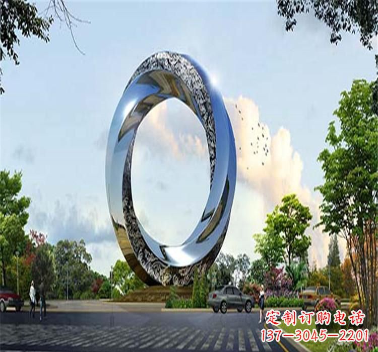 重庆不锈钢圆环雕塑美丽的空间装饰