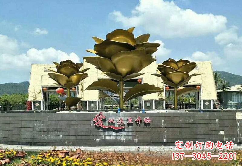 重庆不锈钢玫瑰雕塑美丽的艺术品