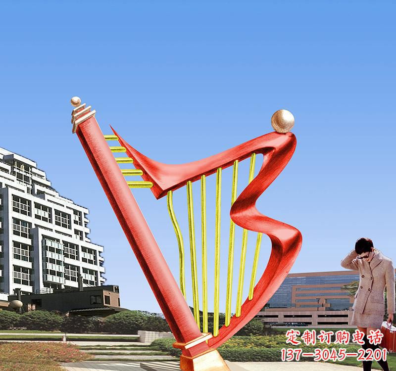 重庆不锈钢竖琴雕塑把旋律汇聚成艺术精品