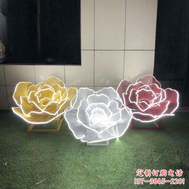 重庆精美不锈钢玫瑰花灯光雕塑