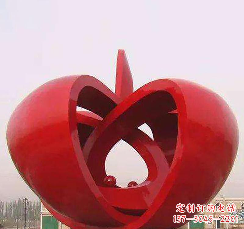 重庆不锈钢镂空苹果雕塑精致美观的艺术品