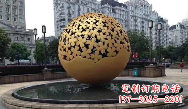 重庆不锈钢镂空球喷泉雕塑——精致美观