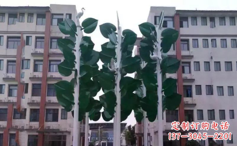 重庆浓郁绿意,不锈钢树叶雕塑