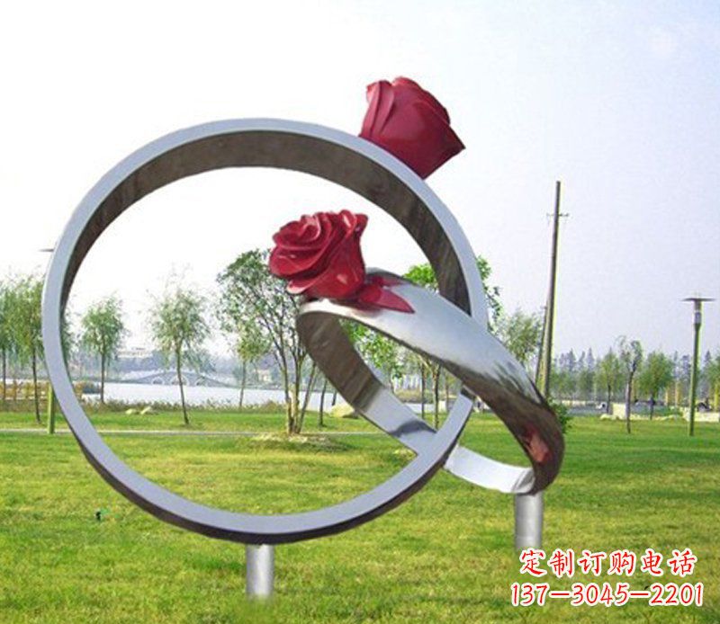 重庆不锈钢玫瑰戒指雕塑
