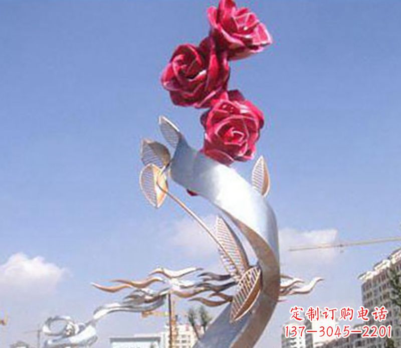 重庆不锈钢玫瑰雕塑精美的艺术品