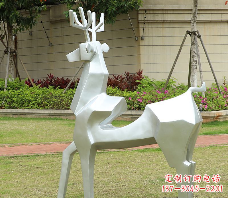 重庆不锈钢美陈动物雕塑——鹿