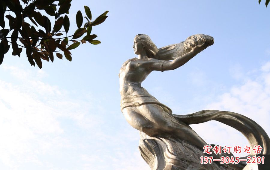重庆女娲传承中华神话的不锈钢雕塑