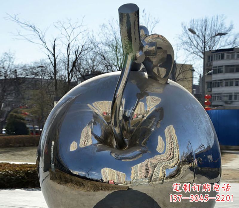 重庆不锈钢苹果镜面雕塑精美绝伦